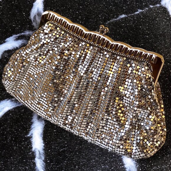 Whiting & Davis Vintage US Silver Mesh Clutch Handbag Hinged Original Mirror - Picture 13 of 13